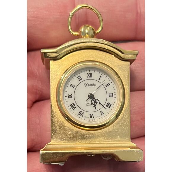 Xanadu Gold Tone Brass Miniature Quartz Mantel Desk Clock Time New Battery Nice! - Picture 1 of 3